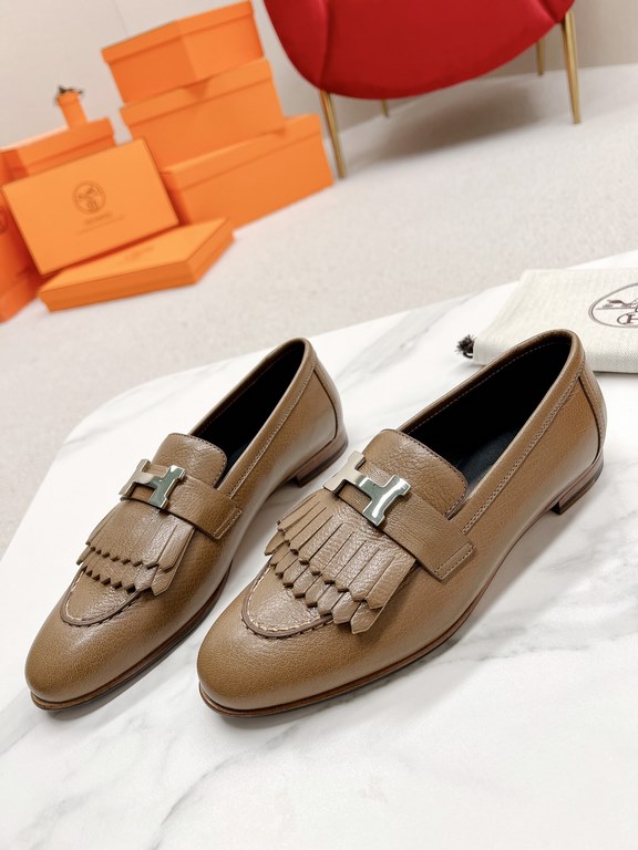 HERME'c, the whole network exclusive handmade, private high-end customization, classic handmade workshop ~ ~ ~ big goods real shotRoyal Loafers, very classic, versatile, simple, colorblocking design, on the foot is very 