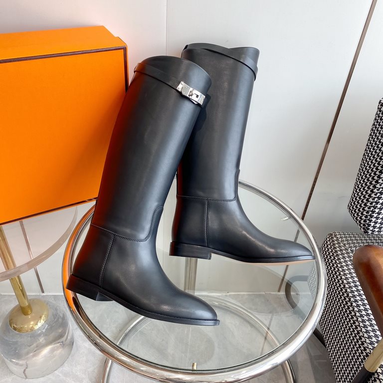 wholesale  Generation level hermes Hermes Jimping series! kelly buckle classic bootsknight boots!H family's classic boots, simple atmosphere, handsome Upper original calfskincowking Lining cowhide leatherItaly customized