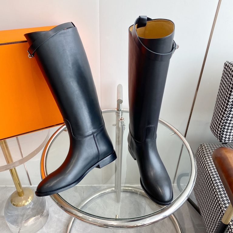 wholesale  Generation level hermes Hermes Jimping series! kelly buckle classic bootsknight boots!H family's classic boots, simple atmosphere, handsome Upper original calfskincowking Lining cowhide leatherItaly customized