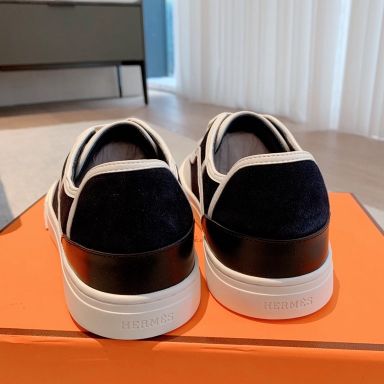 Men's [Guanhua] Hermes  home 23ss early spring new products! Classic boot shape   British color blocking design, classic and durable! The original inverted mold last shape, the ultimate 11 shape, imported high-end knitti