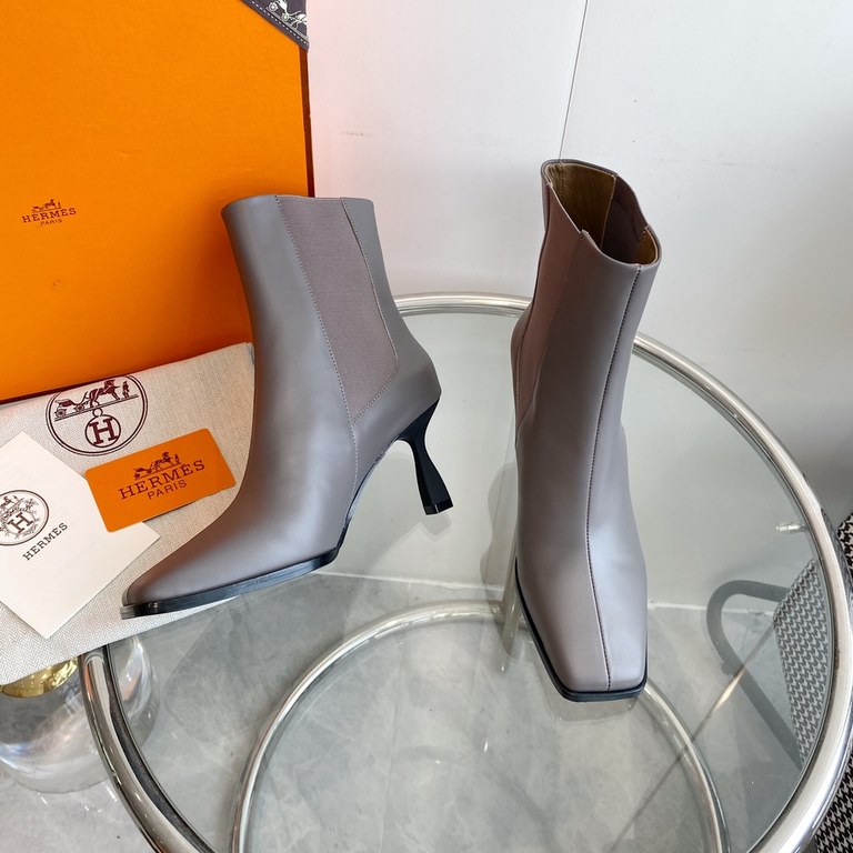 wholesale Hermes Hermes  23 new   high heel square toe boots  top quality  imported calfskincowhide lining Heel height 7.5cm   imported leather outsole size35-39(40,41 customized)