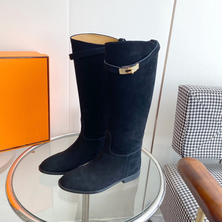 wholesale  Generation level hermes Hermes Jimping series! kelly buckle classic bootsknight boots!H family's classic boots, simple atmosphere, handsome Upper original calfskincowking Lining cowhide leatherItaly customized