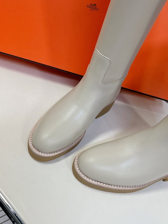 Top generation purchase version of HERMES Hermes kelly knight boots, partial casual a new model, with the toe part of the collision color, the upper is custom linen material, after more than 1 month development and becom