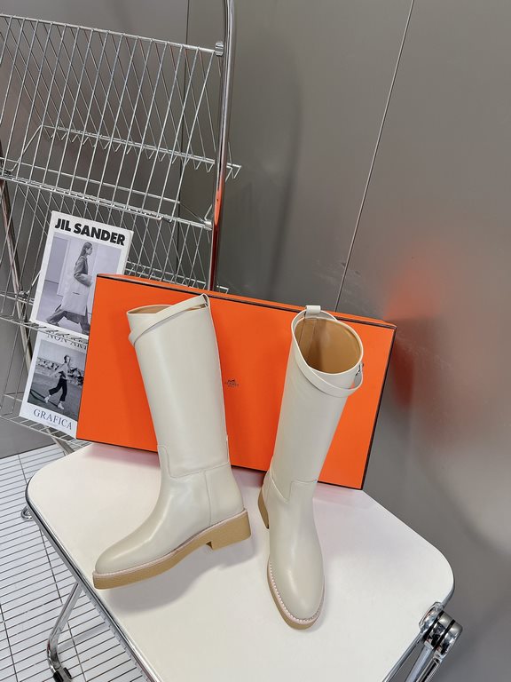 Top generation purchase version of HERMES Hermes kelly knight boots, partial casual a new model, with the toe part of the collision color, the upper is custom linen material, after more than 1 month development and becom