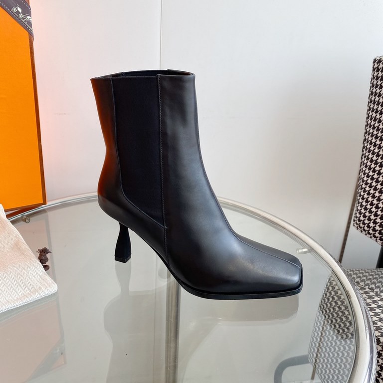 wholesale Hermes Hermes  23 new   high heel square toe boots  top quality  imported calfskinsheepskincowhide lining Heel height 7.5cm   imported leather outsole size35-39(40,41 customized)