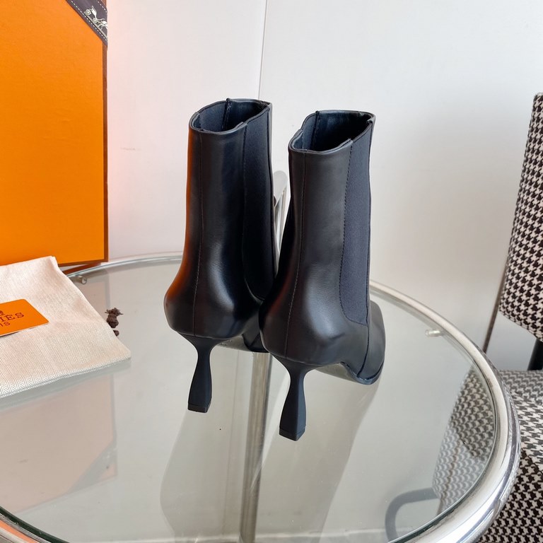 wholesale Hermes Hermes  23 new   high heel square toe boots  top quality  imported calfskinsheepskincowhide lining Heel height 7.5cm   imported leather outsole size35-39(40,41 customized)