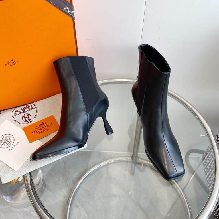 wholesale Hermes Hermes  23 new   high heel square toe boots  top quality  imported calfskinsheepskincowhide lining Heel height 7.5cm   imported leather outsole size35-39(40,41 customized)