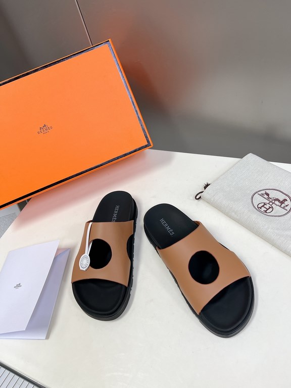 Men  [ΗERMES 】 Hermes spring and summer classic couple models second uncle slippers Chypre ugly ugly ugly uncle slippers - old man slippers, on the foot is simply too comfortable! It's simple and cute!All mixed breed she