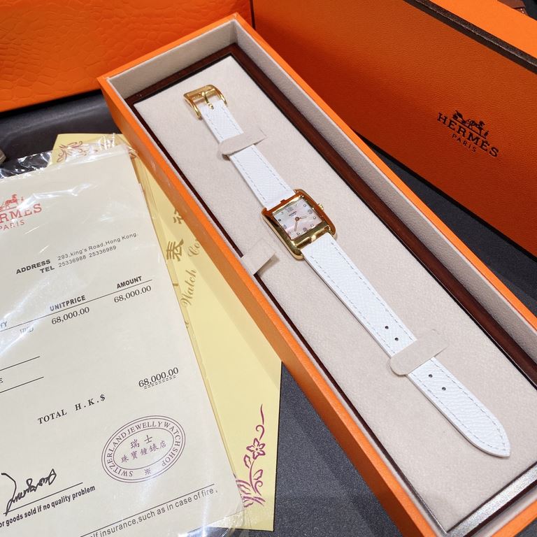 Hermes NANTUCKET series, follow the pace of Hermes cape cod, naughty to meet the wonderful future, Hong Kong DFS Global Duty Free new listing diameter 23mm mother-of-pearl dial, Swiss quartz movement, CNC fine craft thre