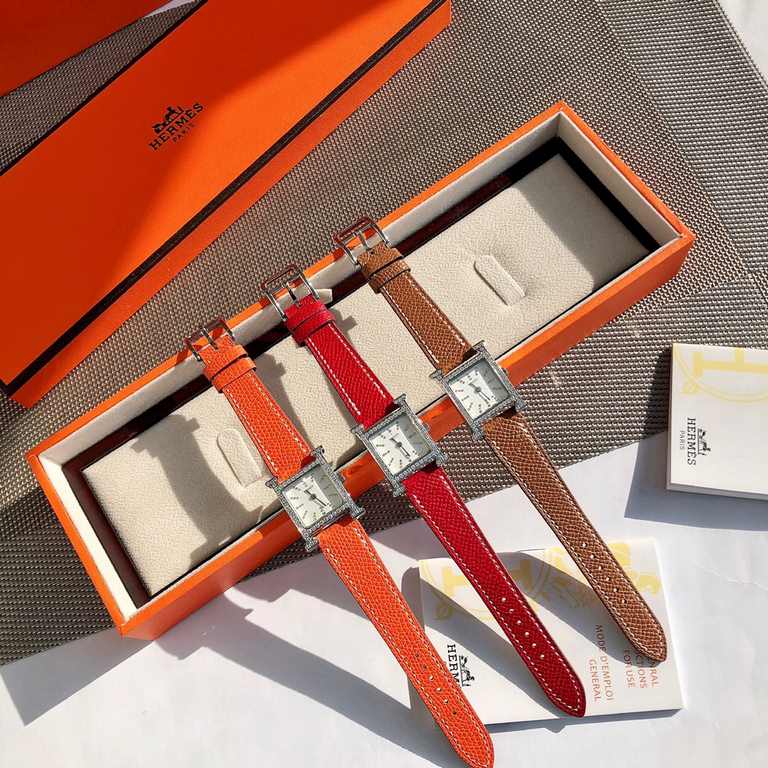 Wholesale box Support Hong Kong, U.S. direct mailHermès Early Spring 2022  Latest colorway Small stainless steel case measuring 21 x 21 mm Diamond-set sandblasted black PVD-coated dial set with 36 diamonds Quartz movemen