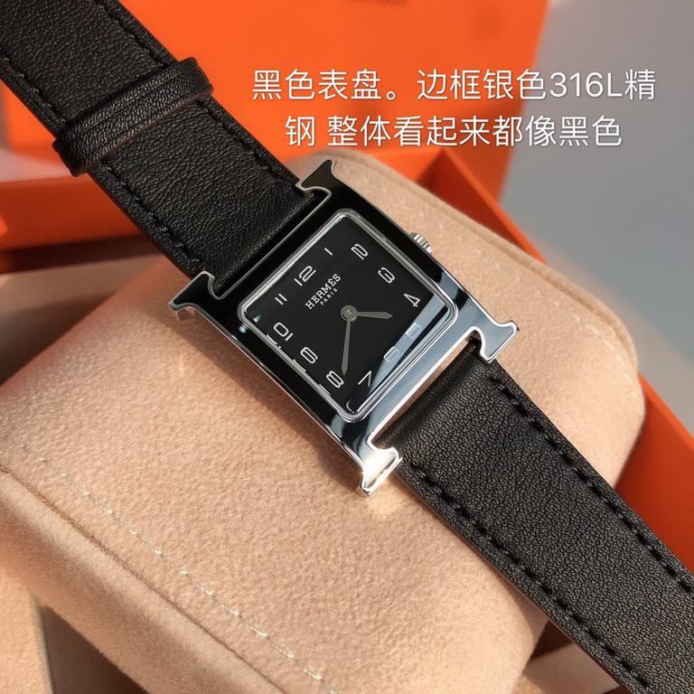 Wholesale box Support Hong Kong, USA direct mailSame price for size. New in stock. Hermes HEURE H series the most classic H dial dial size small 21  21 large 26  26. 316 stainless steel case precision polished H black di