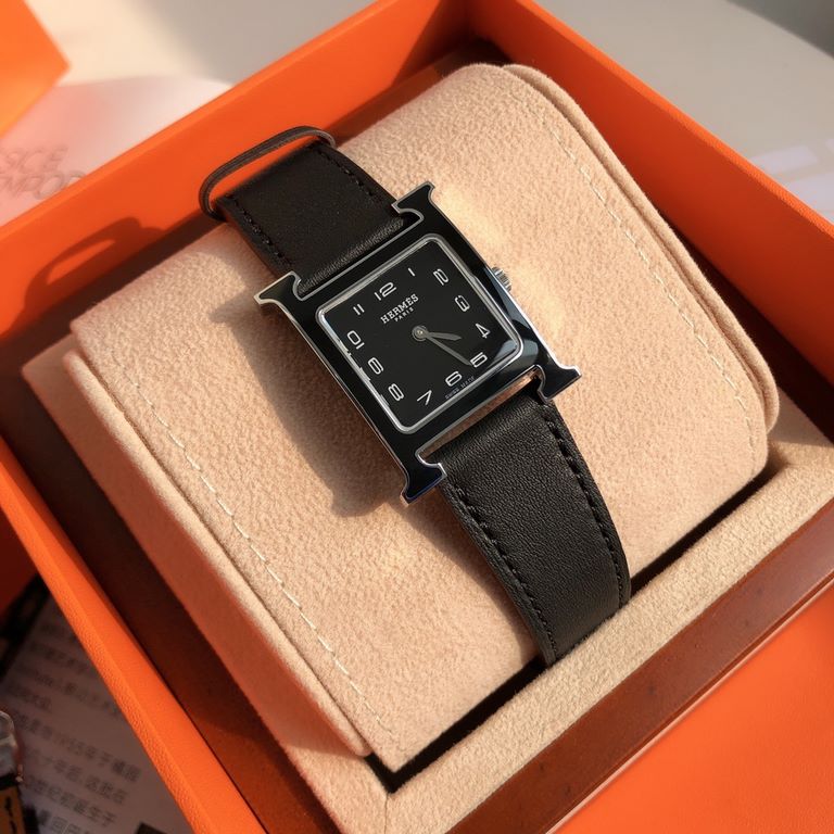 Wholesale box Support Hong Kong, USA direct mailSame price for size. New in stock. Hermes HEURE H series the most classic H dial dial size small 21  21 large 26  26. 316 stainless steel case precision polished H black di