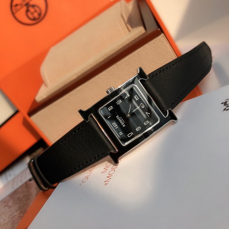 Wholesale box Support Hong Kong, USA direct mailSame price for size. New in stock. Hermes HEURE H series the most classic H dial dial size small 21  21 large 26  26. 316 stainless steel case precision polished H black di