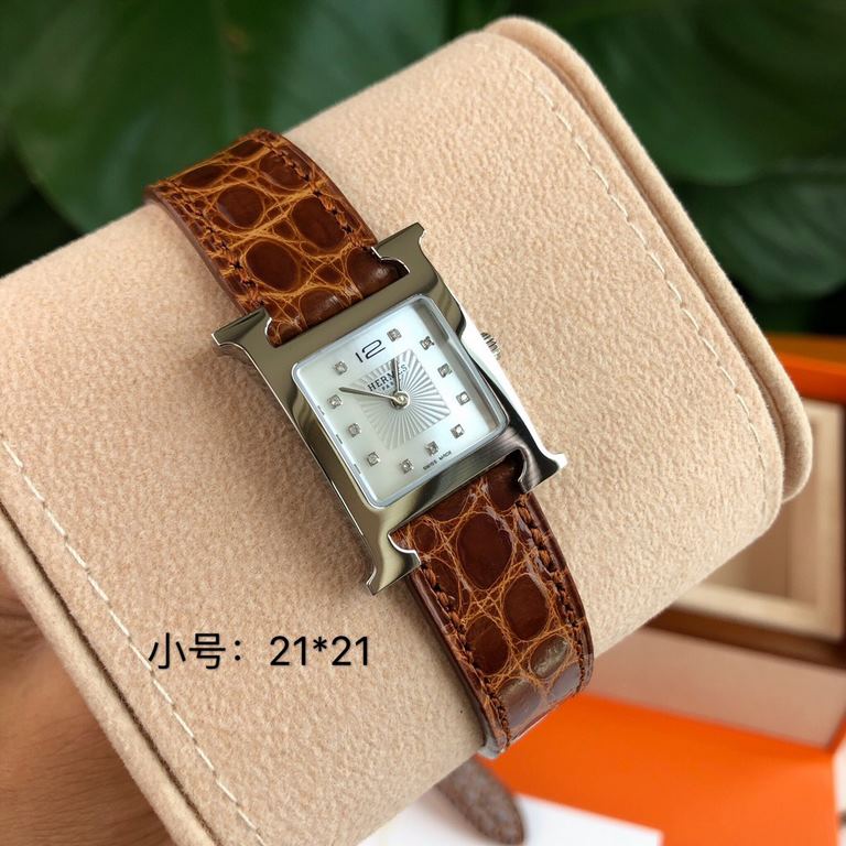 Wholesale box Support Hong Kong, USA direct mailHermes HEURE H series, the most classic H case, white natural mother-of-pearl face, hand-polished and made of this square dial watches really have no resistance at all. Dia