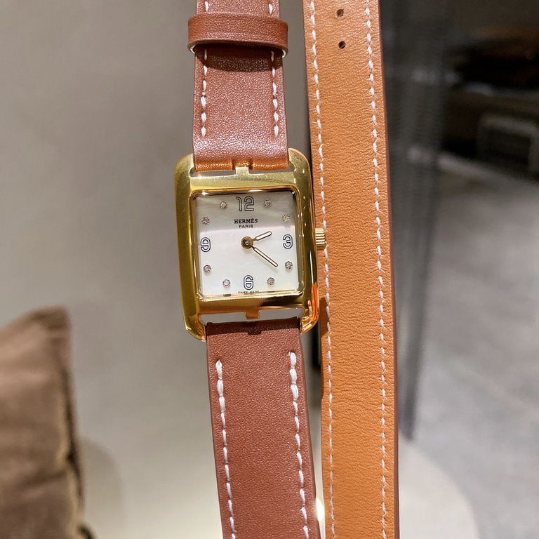 Hermes NANTUCKET series, follow the pace of Hermes cape cod, naughty to meet the wonderful future, Hong Kong DFS Global Duty Free new listing diameter 23mm mother-of-pearl dial, Swiss quartz movement, CNC fine craft thre