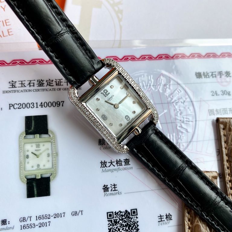 Wholesale box Support Hong Kong, USA direct mailAdd material not increase the price! A pair of American crocodile leather straps of the same model will be given as a gift! HERMES Cape Cod watch; rectangular bezel embedde