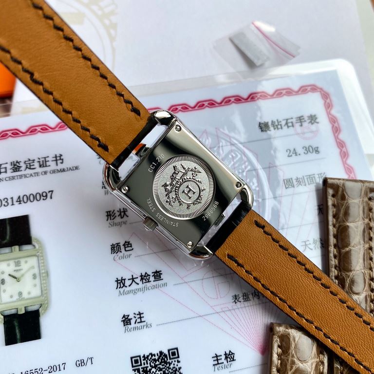 Wholesale box Support Hong Kong, USA direct mailAdd material not increase the price! A pair of American crocodile leather straps of the same model will be given as a gift! HERMES Cape Cod watch; rectangular bezel embedde