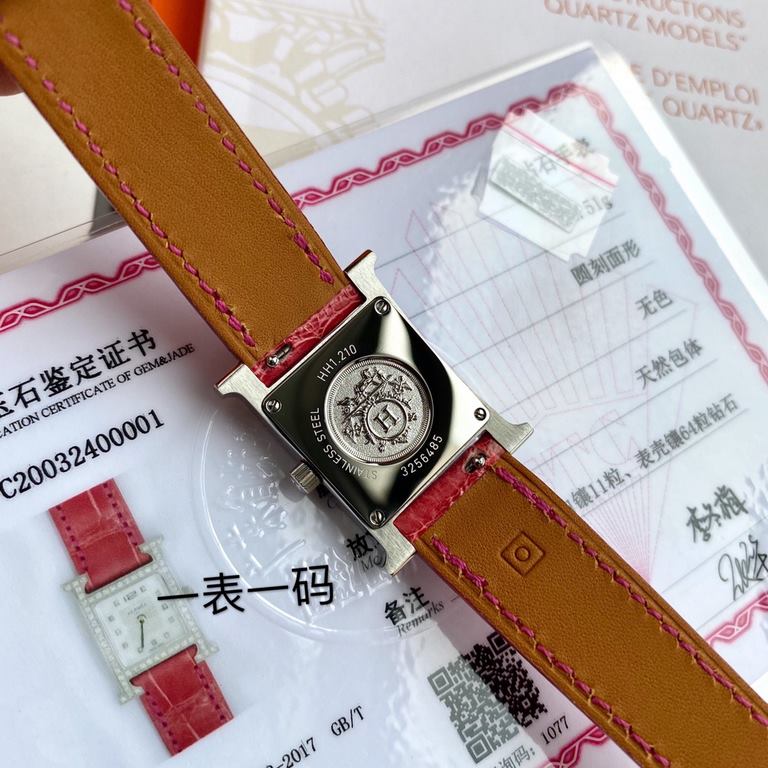 Wholesale box Support Hong Kong, USA direct mailHigh-end hard goods! Hermes HEURE H series, the most classic H case, white natural mother-of-pearl literally, hand-polished and made of this square dial watches really have