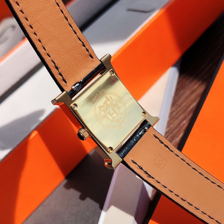 Wholesale box Support Hong Kong and USA direct shippingThe latest style - Hermes Hermes launched a new HEURE H watch, with a deep black lacquer dial, light and shadow anti-glare yellow faceted glass, 21mm in diameter, im