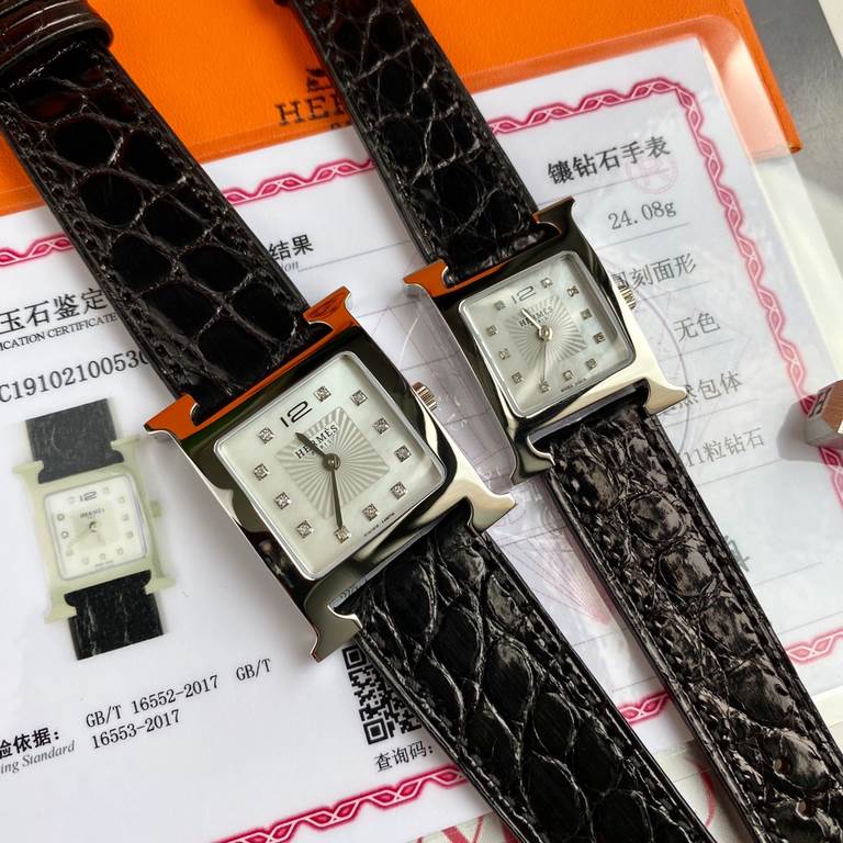 Wholesale box Support Hong Kong, USA direct mailHermes HEURE H series, the most classic H case, white natural mother-of-pearl face, hand-polished and made of this square dial watches really have no resistance at all. Dia