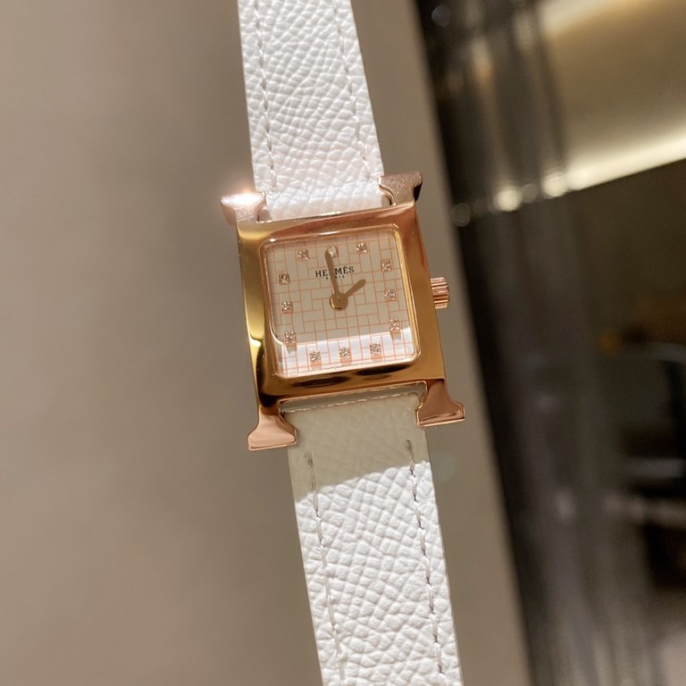 Gold.  Diamonds.   LATEST LISTINGS  Heure H WATCH H BELT LOGO LOGOS  CASE SIZE MEDIUM SMALL Stainless steel case, feather set with diamonds, Medium 26X26 mm, Small 21X21 mm, set with 112 diamonds, anti-glare sapphire cry