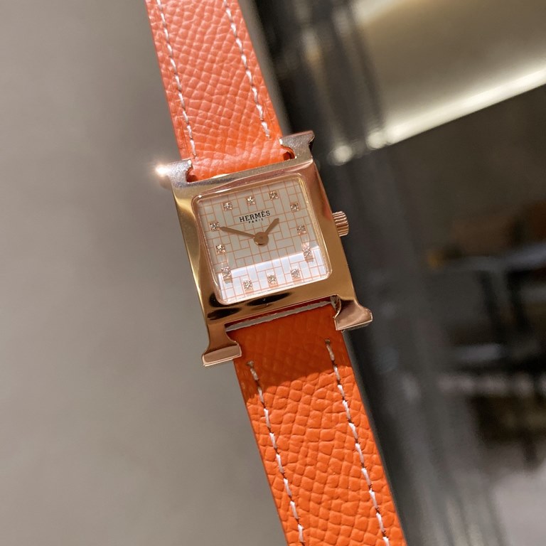 Gold.  Diamonds.   LATEST LISTINGS  Heure H WATCH H BELT LOGO LOGOS  CASE SIZE MEDIUM SMALL Stainless steel case, feather set with diamonds, Medium 26X26 mm, Small 21X21 mm, set with 112 diamonds, anti-glare sapphire cry