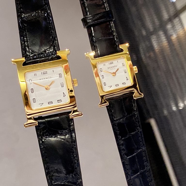 Hermes HEURE H series, the most classic H case, white natural mother-of-pearl face, purely hand-polished and made of this square dial watches really have no resistance at all.316 stainless steel case precision polished H