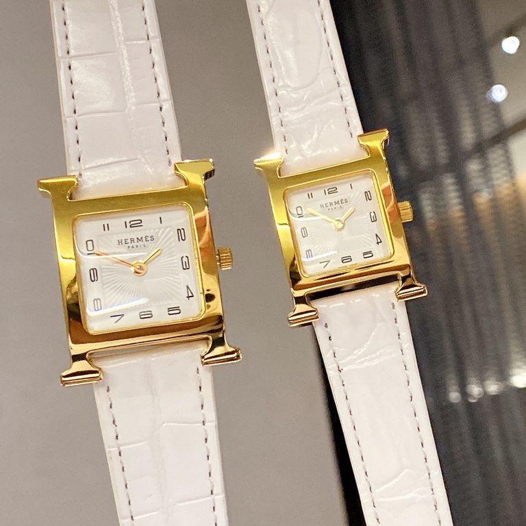 Hermes HEURE H series, the most classic H case, white natural mother-of-pearl face, purely hand-polished and made of this square dial watches really have no resistance at all.316 stainless steel case precision polished H