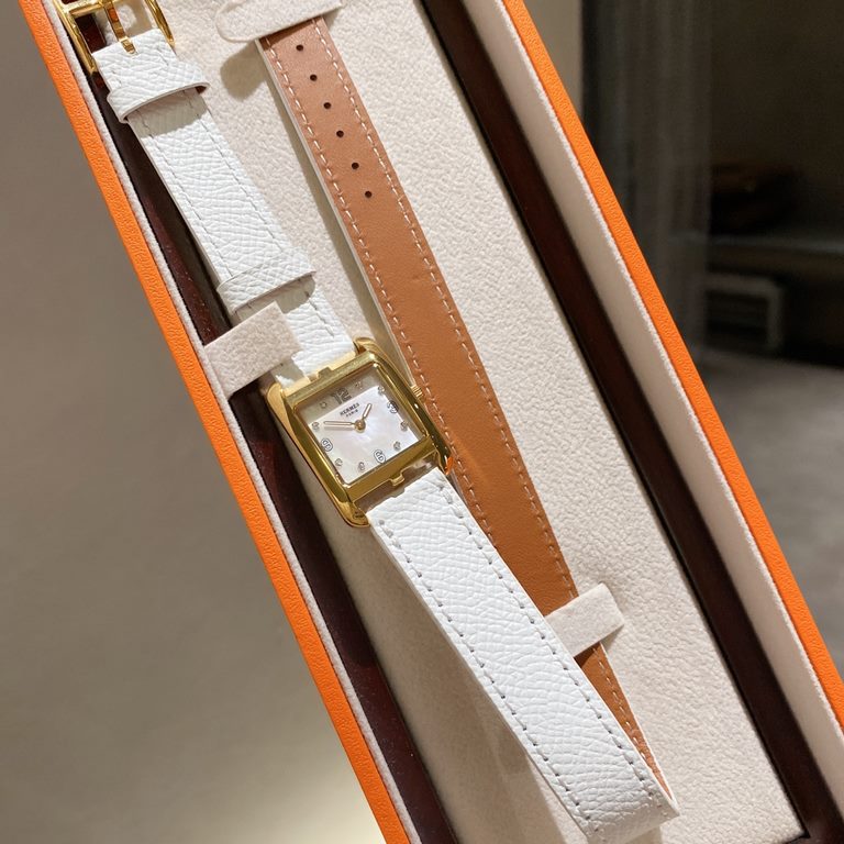 Hermes NANTUCKET series, follow the pace of Hermes cape cod, naughty to meet the wonderful future, Hong Kong DFS Global Duty Free new listing diameter 23mm mother-of-pearl dial, Swiss quartz movement, CNC fine craft thre