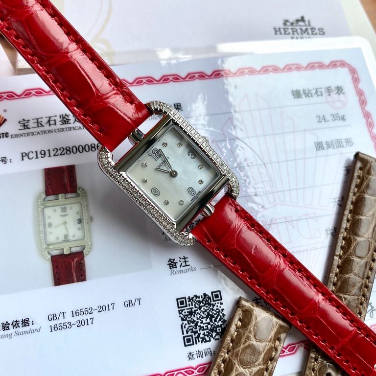 Wholesale box Support Hong Kong, USA direct mailAdd material not increase the price! A pair of American crocodile leather straps of the same model will be given as a gift! HERMES Cape Cod watch; rectangular bezel embedde