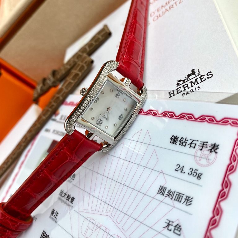 Wholesale box Support Hong Kong, USA direct mailAdd material not increase the price! A pair of American crocodile leather straps of the same model will be given as a gift! HERMES Cape Cod watch; rectangular bezel embedde