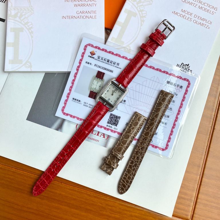 Wholesale box Support Hong Kong, USA direct mailAdd material not increase the price! A pair of American crocodile leather straps of the same model will be given as a gift! HERMES Cape Cod watch; rectangular bezel embedde