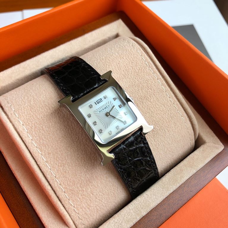 Wholesale box Support Hong Kong, USA direct mailHermes HEURE H series, the most classic H case, white natural mother-of-pearl face, hand-polished and made of this square dial watches really have no resistance at all. Dia