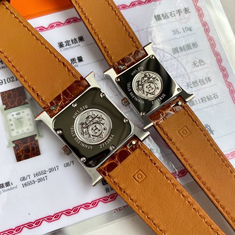 Wholesale box Support Hong Kong, USA direct mailHermes HEURE H series, the most classic H case, white natural mother-of-pearl face, hand-polished and made of this square dial watches really have no resistance at all. Dia