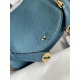 Hand-stitched  Mini Lindy 19cm Imported Taurillon Clemence  leather Prussia Green Gold Buckle