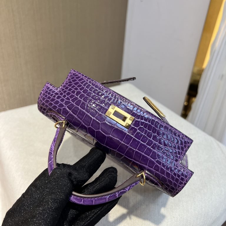 mini second generation high-gloss mallow purple gold buckle handmade in stock