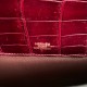 Customized  CUT31cm Carter Bordeaux Burgundy Nile Crocodile  Gold Buttons Hand-stitched