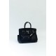 35 Cargo Cloth Bag Detail Color black swift with navy blue canvas. Hardware silver buckle (size 35 x 25 x 18 cm) Canvas patchwork slip leather Swift production is very small A more and more used the more retro flavor of 