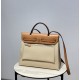 Herbag Creamy AlmondSuper handsome commuter bag, between casual and formal, casual without losing elegance, the combination of canvas and cowhide  leather, the outer seams are stiff and stylish.The combination of canvas a