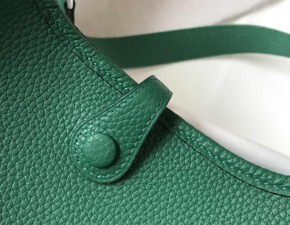 . Emerald.Self-fabricated shoulder strap   togo cowhide leather   minimalist style.