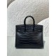 New bk20cm Crocodile Black In-stockImported matte American crocodile, three skins, top quality hand-stitched waxed thread.