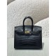 New bk20cm Crocodile Black In-stockImported matte American crocodile, three skins, top quality hand-stitched waxed thread.