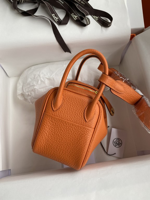 hand maded Mini Lindy 19cm Taurillon Clemence leather orange