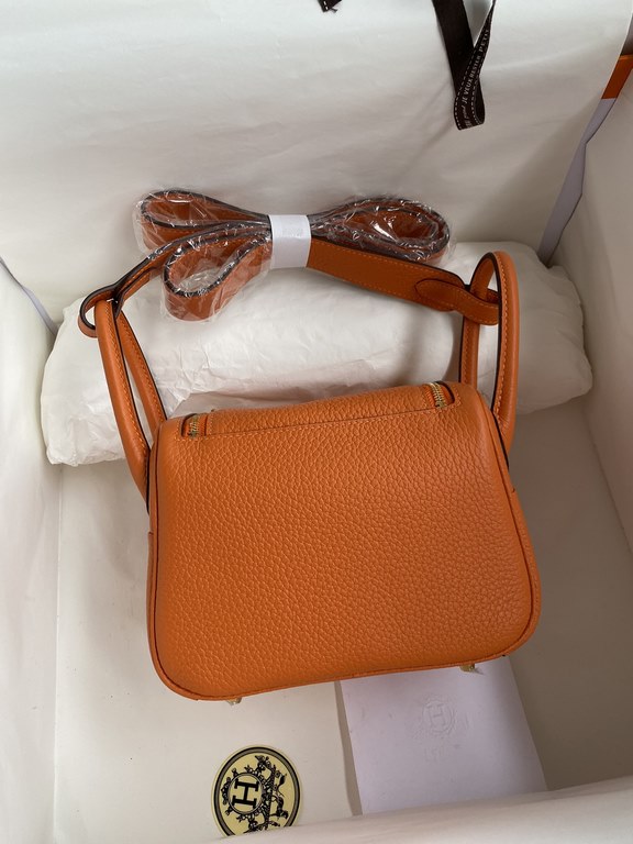 hand maded Mini Lindy 19cm Taurillon Clemence leather orange