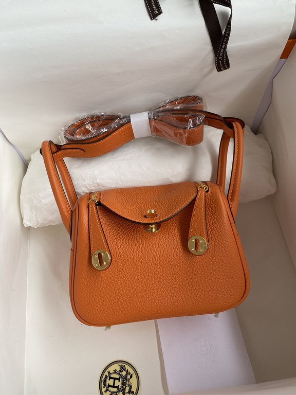 hand maded Mini Lindy 19cm Taurillon Clemence leather orange