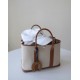 Garden party Garden Bag Canvas Patchwork Leather Gold Brown Minimalist style, no limitations, practicality.In stock 30Cm 