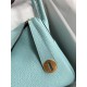 Lindy 26cm TC Leather Macaron Blue Gold Button Waxed Line