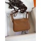 hand maded Mini Lindy 19cm Taurillon Clemence leather gold brown