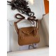 hand maded Mini Lindy 19cm Taurillon Clemence leather gold brown