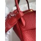 Hand-stitched  Mini Lindy 19cm Imported Taurillon Clemence  leather Flag Red Gold Buckle